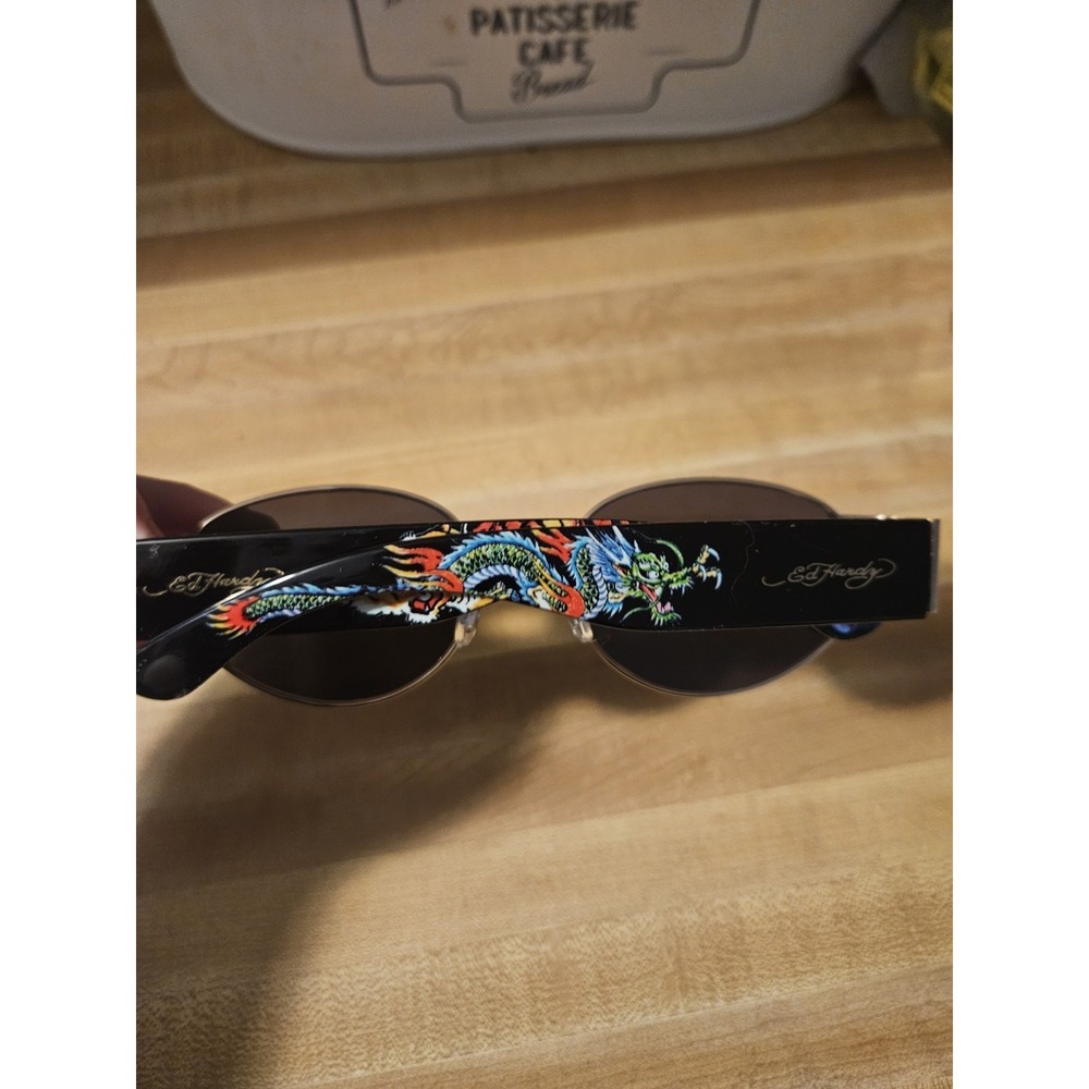 Ed Hardy Sunglasses UV 100% Protective Black w/ Dragon & Tiger